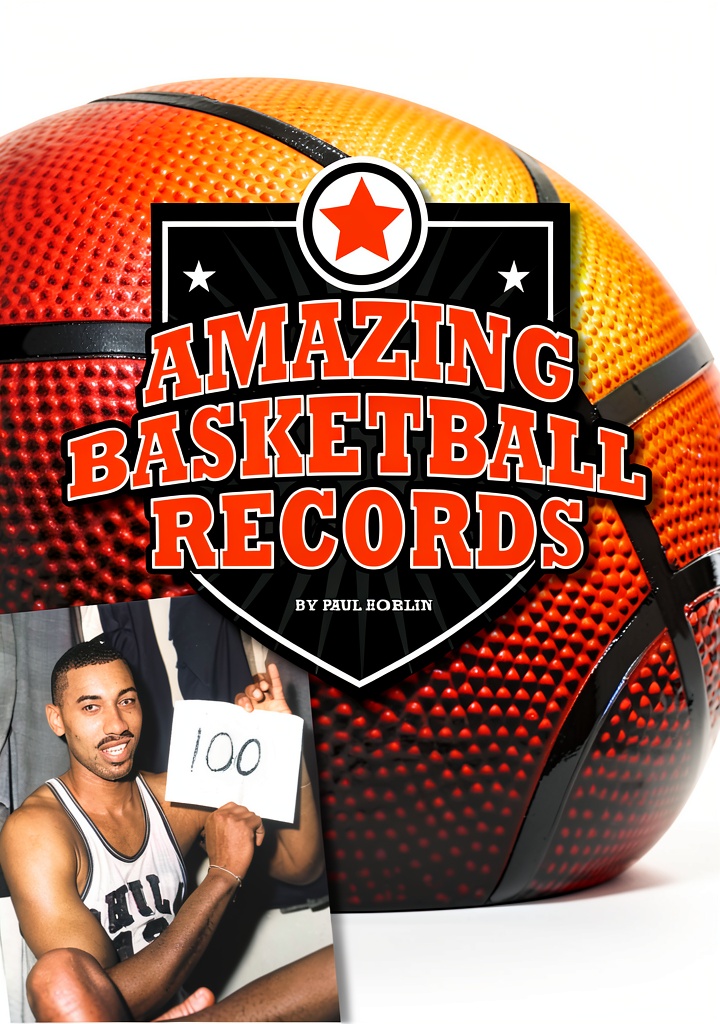 Installing Sports Records Basketball Book for Kids Ages 7-10 by The Child's World on a wooden desk