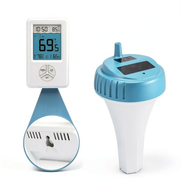 Pool Thermometer Floating Easy Read, Digital Wireless IPX8 Waterproof Thermometer with Indoor Temperature for Swimming Pool, Hot Tub Spa, Cold Plunge, Fish Tanks, Indoor Monitoring-4