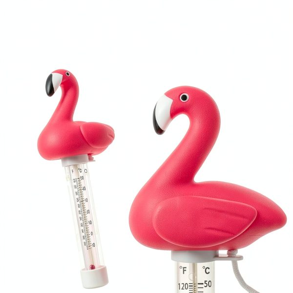 U.S. Pool Supply Floating Flamingo Thermometer - Easy to Read Temperature Display, Measures up to 120° Fahrenheit & 50° Celsius - Swimming Pools, Spas, Kids Pools, Cute Fun Pink Animal, Tether String-1