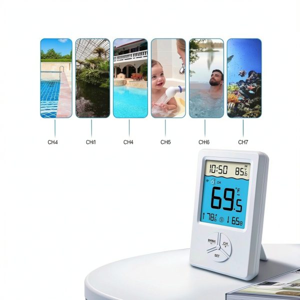 Pool Thermometer Floating Easy Read, Digital Wireless IPX8 Waterproof Thermometer with Indoor Temperature for Swimming Pool, Hot Tub Spa, Cold Plunge, Fish Tanks, Indoor Monitoring-5